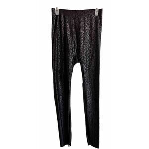 NWT Hue Women's Layering Hi Rise Leggings Sz L Black Leopard Print Cyber Grunge
